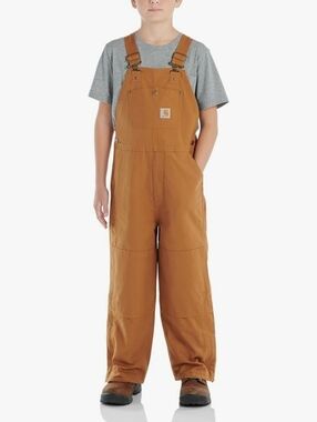 CARHARTT Boys Duck Washed Bib Overalls Size 5 In Carhartt Brown -  100% Cotton.
